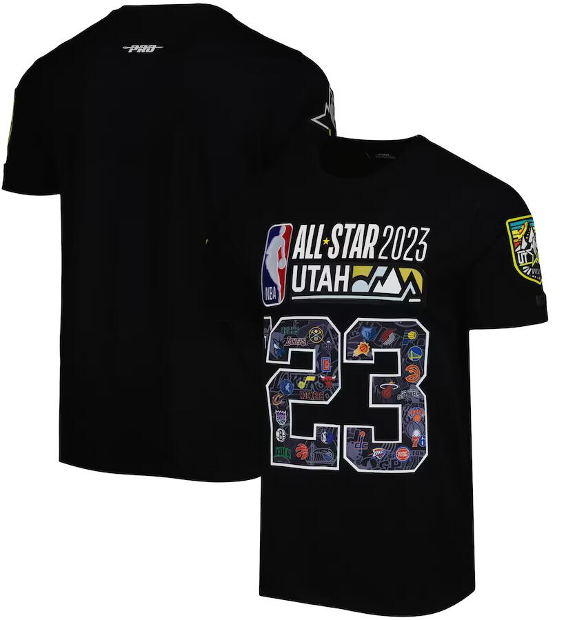 Men's Unisex Pro Standard Black 2023 NBA All-Star Game Chenille T-Shirt - Click Image to Close